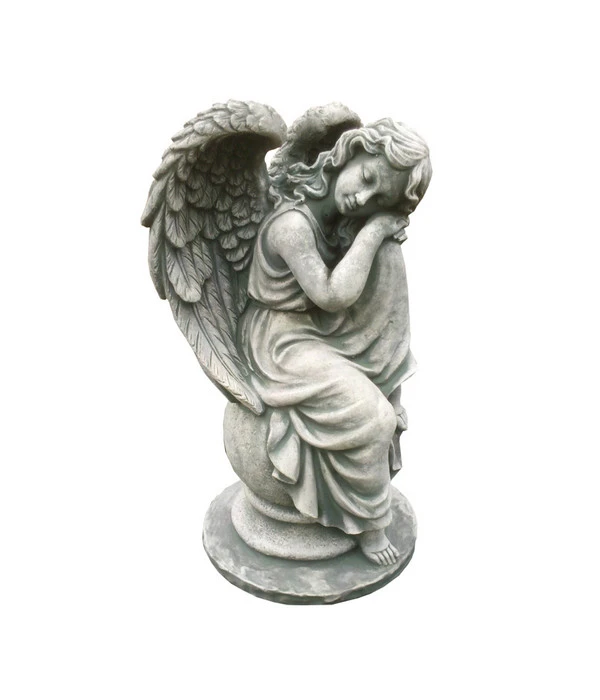 Denscho Stein-Jugendengel Auf Kugel, 35 Cm 3 Denscho Stein-Jugendengel Auf Kugel, 35 Cm