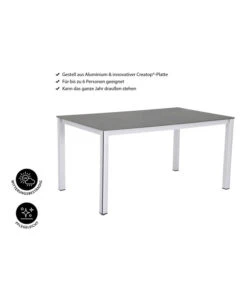 MWH Loft-Tisch Elements, Ca. B160/H74/T90 Cm -Gartenmöbel 1897149 WE IG 001 ElementsTisch160x90x74cmSilberNEU