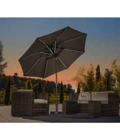 Schneider Sonnenschirm Blacklight, Rund, Ca. Ø270 Cm -Gartenmöbel 2452233 WE MO 001 Blacklight270