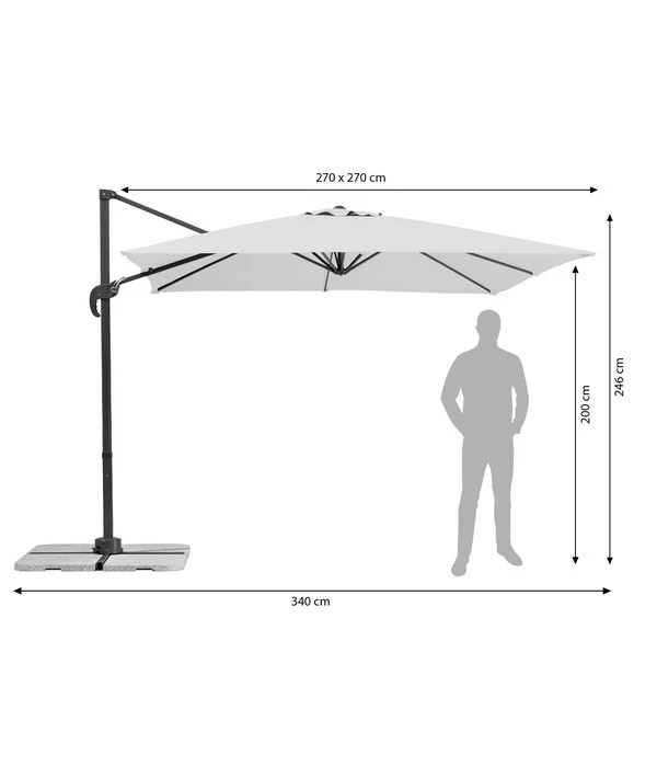 Schneider Classics Ampelschirm Rhodos Junior, Quadratisch, Ca. B270/T270 Cm 6 Schneider Classics Ampelschirm Rhodos Junior, Quadratisch, Ca. B270/T270 Cm – Bild 4