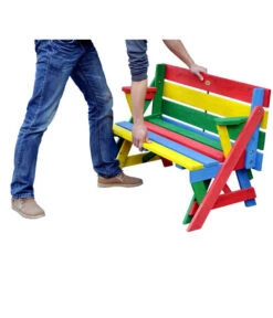 Habau Kinder Picknickbank Bunt, 100 X 50 X 62 Cm -Gartenmöbel 4031100 WE FS 003 KinderPicknickbank