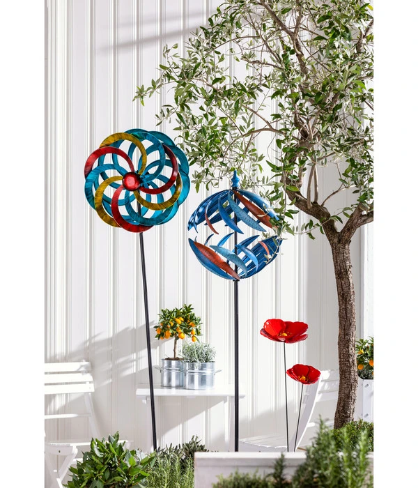 Dehner Metall-Riesen-Windrad, Ca. H184 Cm, Bunt 4 Dehner Metall-Riesen-Windrad, Ca. H184 Cm, Bunt – Bild 2