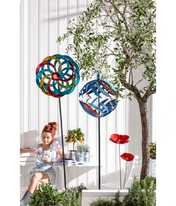 Dehner Metall-Riesen-Windrad, Ca. H184 Cm, Bunt 5 Dehner Metall-Riesen-Windrad, Ca. H184 Cm, Bunt – Bild 3