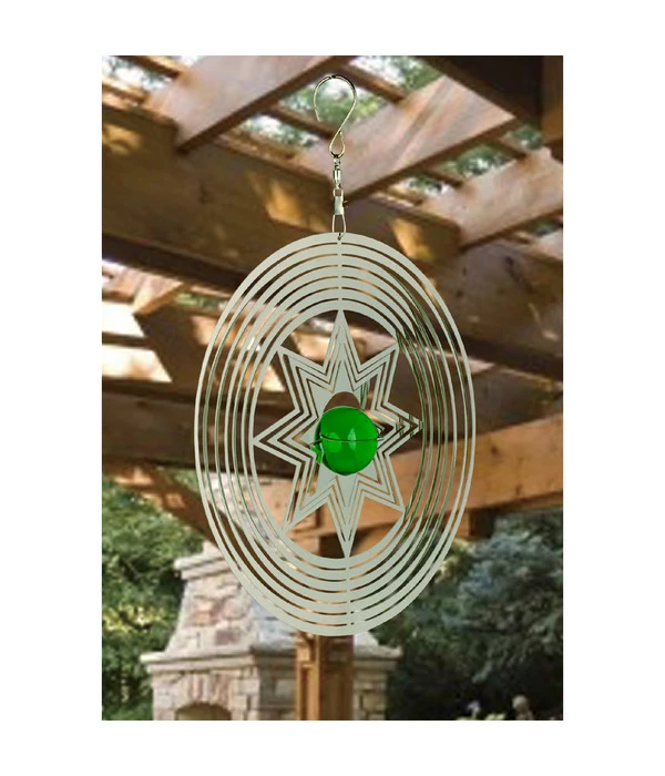 NATURE'S MELODY Windspiel Cosmo Sternstrahl, 18,5 X 4,5 X 32 Cm, Silber/grün 4 NATURE'S MELODY Windspiel Cosmo Sternstrahl, 18,5 X 4,5 X 32 Cm, Silber/grün – Bild 2