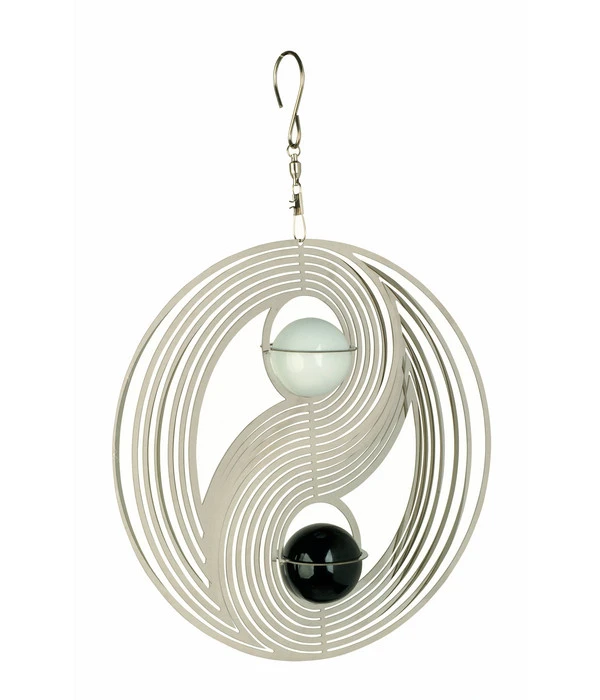 NATURE'S MELODY Windspiel Cosmo Yin Yang, 20,5 X 4,5 X 29 Cm, Silber/schwarz/weiß 3 NATURE'S MELODY Windspiel Cosmo Yin Yang, 20,5 X 4,5 X 29 Cm, Silber/schwarz/weiß