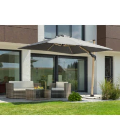 Schneider Ampelschirm Rhodos Twist Woody, Anthrazit, Rechteckig, Ca. B300/T360 Cm -Gartenmöbel 4355640 WE MO 002 RhodosTwistWoody