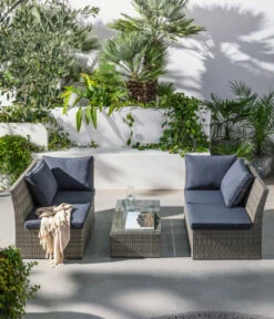 Dehner Geflecht-Lounge Rom, 4-teilig -Gartenmöbel 4407334 WE MO 003 DehnerGeflechtLoungeRomNEU