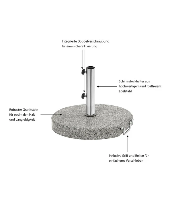 Dehner Granit-Schirmständer, 30 Kg 4 Dehner Granit-Schirmständer, 30 Kg – Bild 2