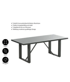 Dehner Alutisch Monaco, Ca. B200/H73/T90 Cm -Gartenmöbel 4424891 WE IG 001 TischMonaco