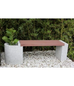 Dehner Granit-Gartenbank, Ca. B145/H45/T35 Cm, Grau/braun -Gartenmöbel 4451605 WE MO 001 DehnerGranitGartenBankMitWPCBepflanzkasten