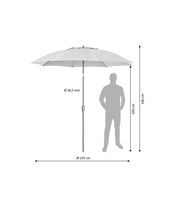 Dehner Sonnenschirm Paros, Rund, Ca. Ø250 Cm 8 Dehner Sonnenschirm Paros, Rund, Ca. Ø250 Cm – Bild 6