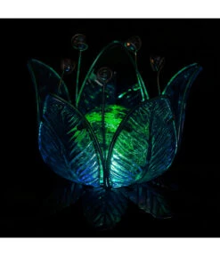 Dehner Solar-Lotus, Ca. Ø18/H17 Cm -Gartenmöbel 6868855 WE MO 001 DehnerSolarLotusBlueGlassGruen