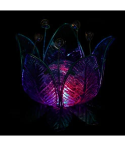 Dehner Solar-Lotus, Ca. Ø18/H17 Cm -Gartenmöbel 6868855 WE MO 002 DehnerSolarLotusBlueGlassRot