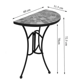 Dehner Mosaiktisch Grazia Halbrund, Ca. B60/H72,5/T31,5 Cm -Gartenmöbel 6875132 WE DE 001 TischhalbrundGraziaSkizze