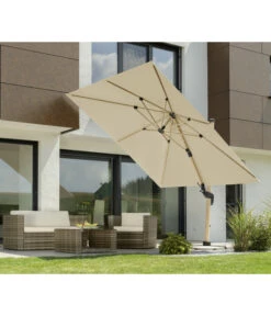 Schneider Ampelschirm Rhodos Twist Woody, Quadratisch, Ca. B300/T300 Cm -Gartenmöbel 6953467 WE MO 001 SchneiderAmpelschirmRhodosTwistWoodynatur